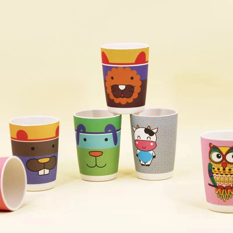 Bamboo Fiber Environmental Protection Children′s Water Cup Cartoon Decals Drinking Cup Children′s Anti-Fall Water Cup